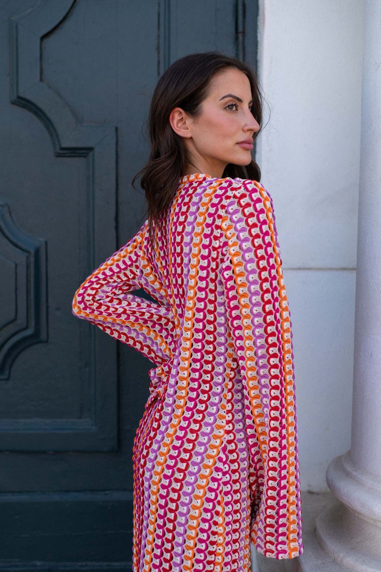 Lace Cutout V-Neck Split Beach Long Dress