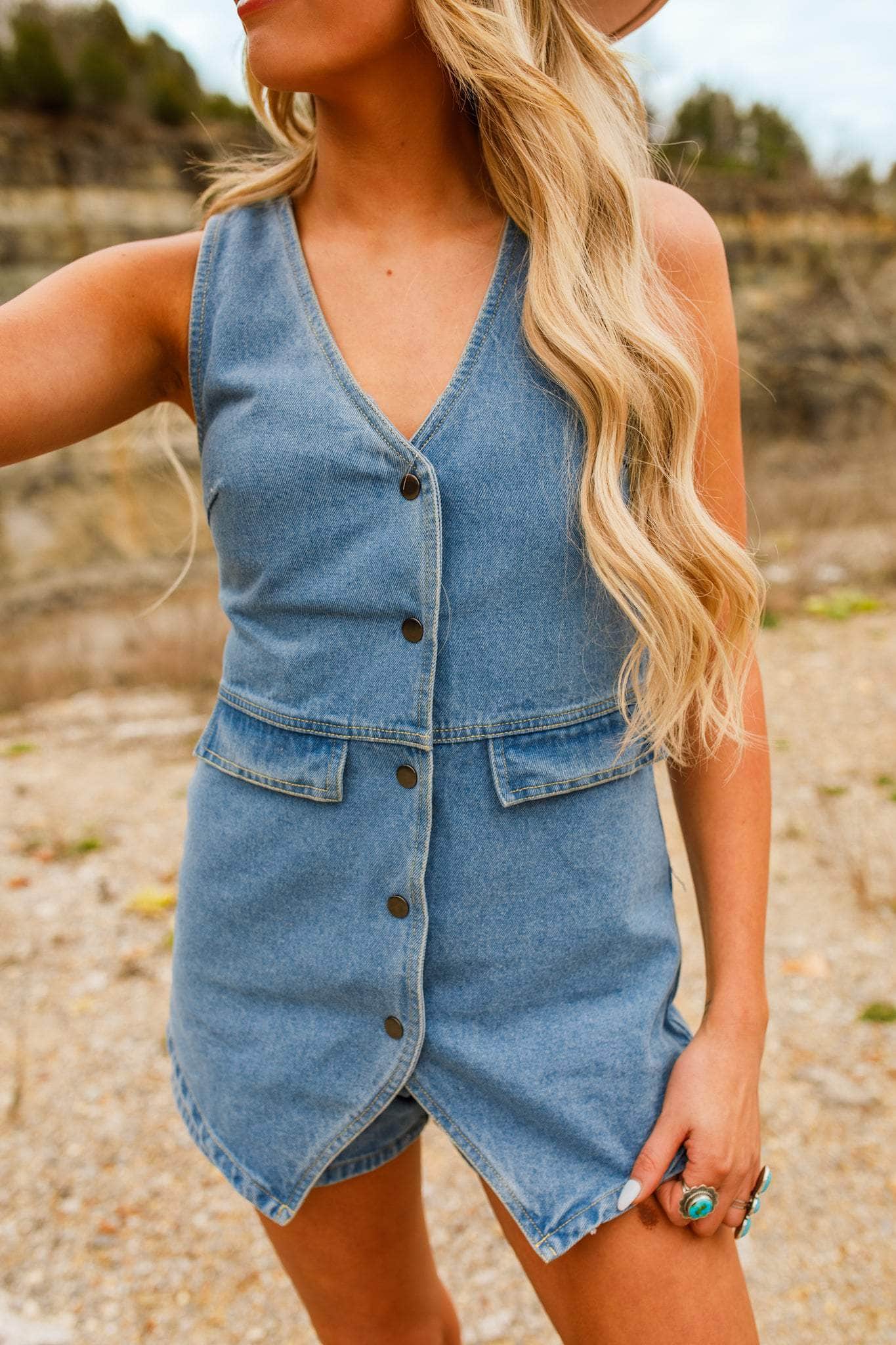 Denim Vest Romper