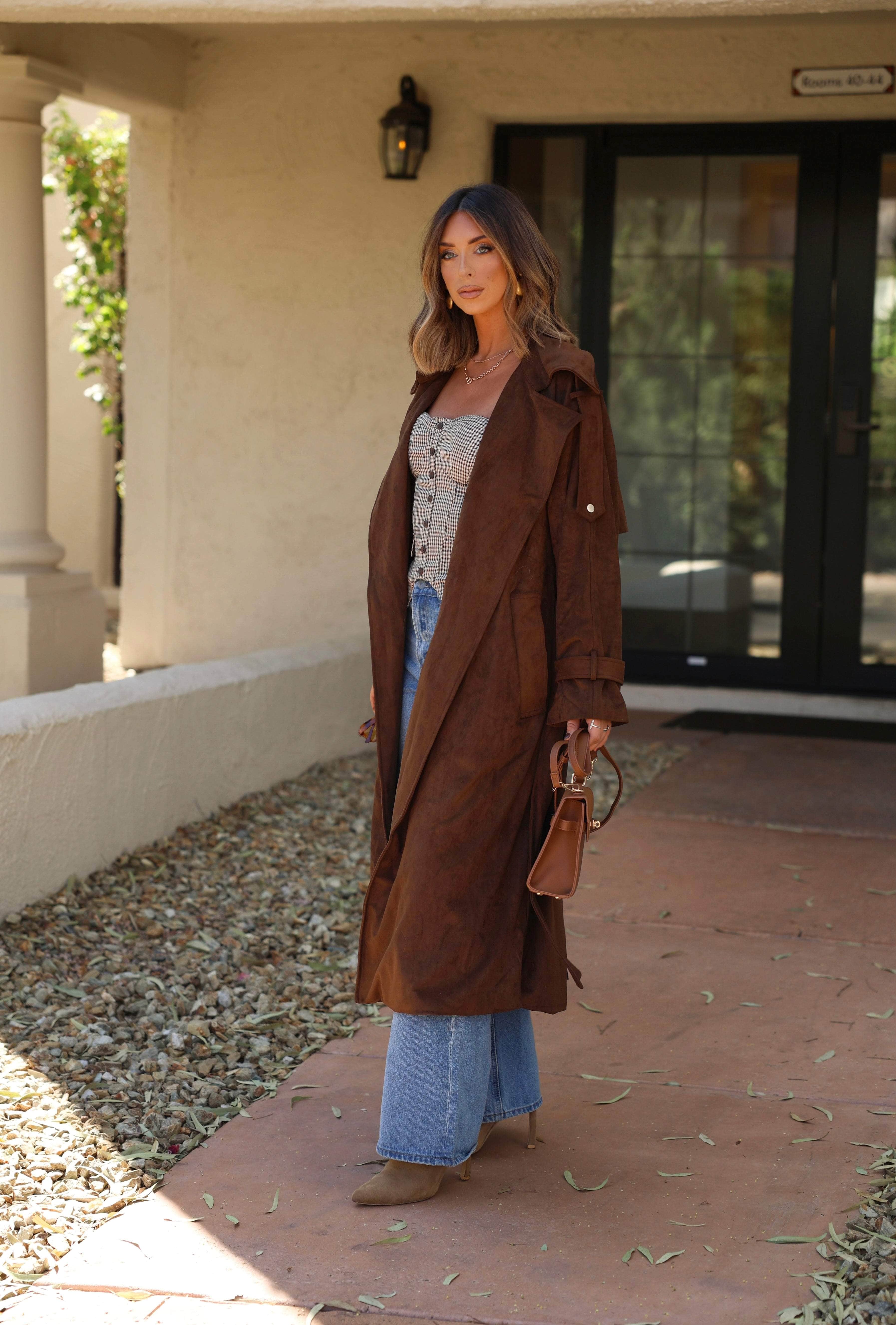 [Pre-Order!] Chocolate Suede Trench Coat