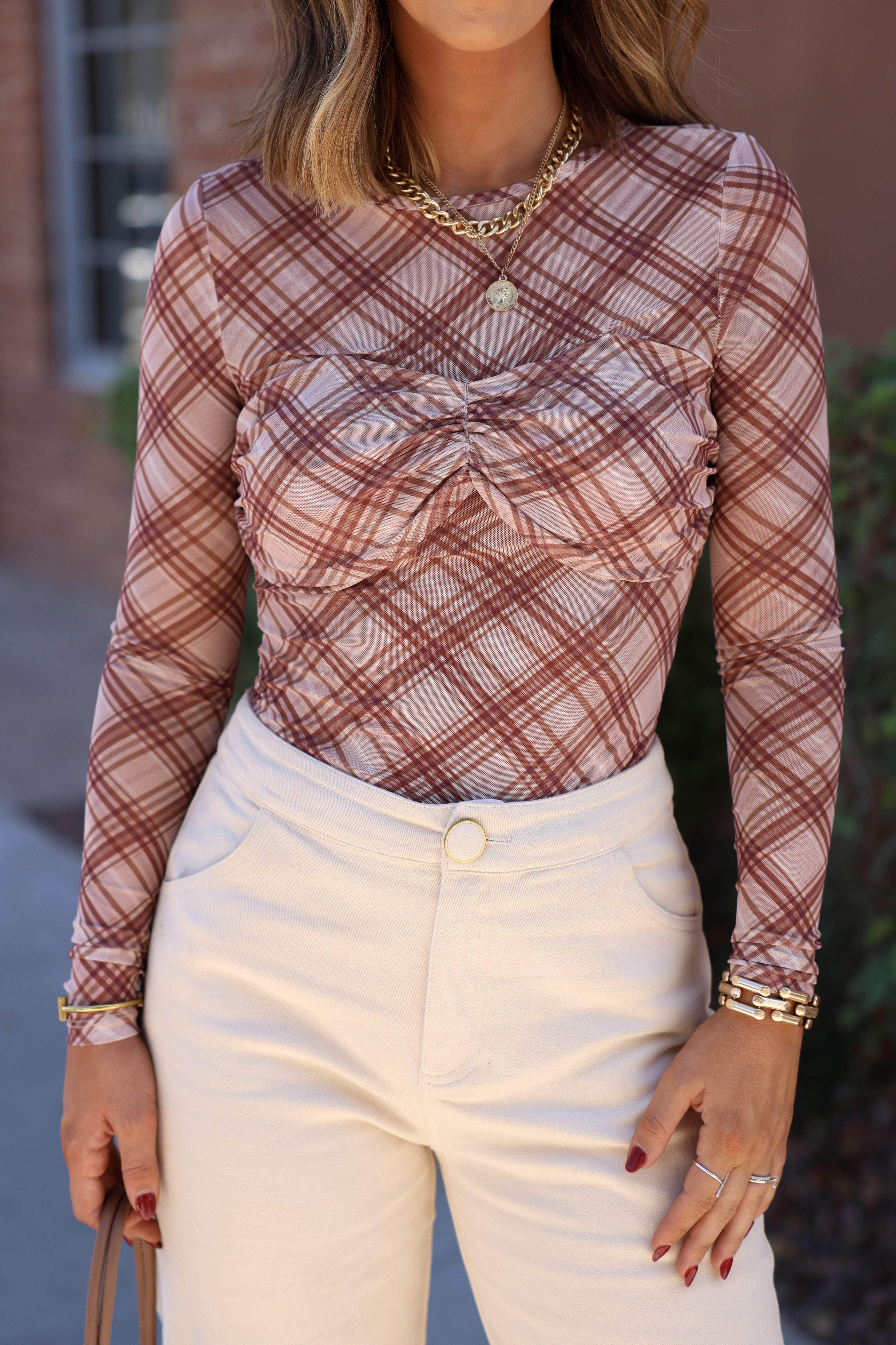 Plaid Intentions Mesh Top
