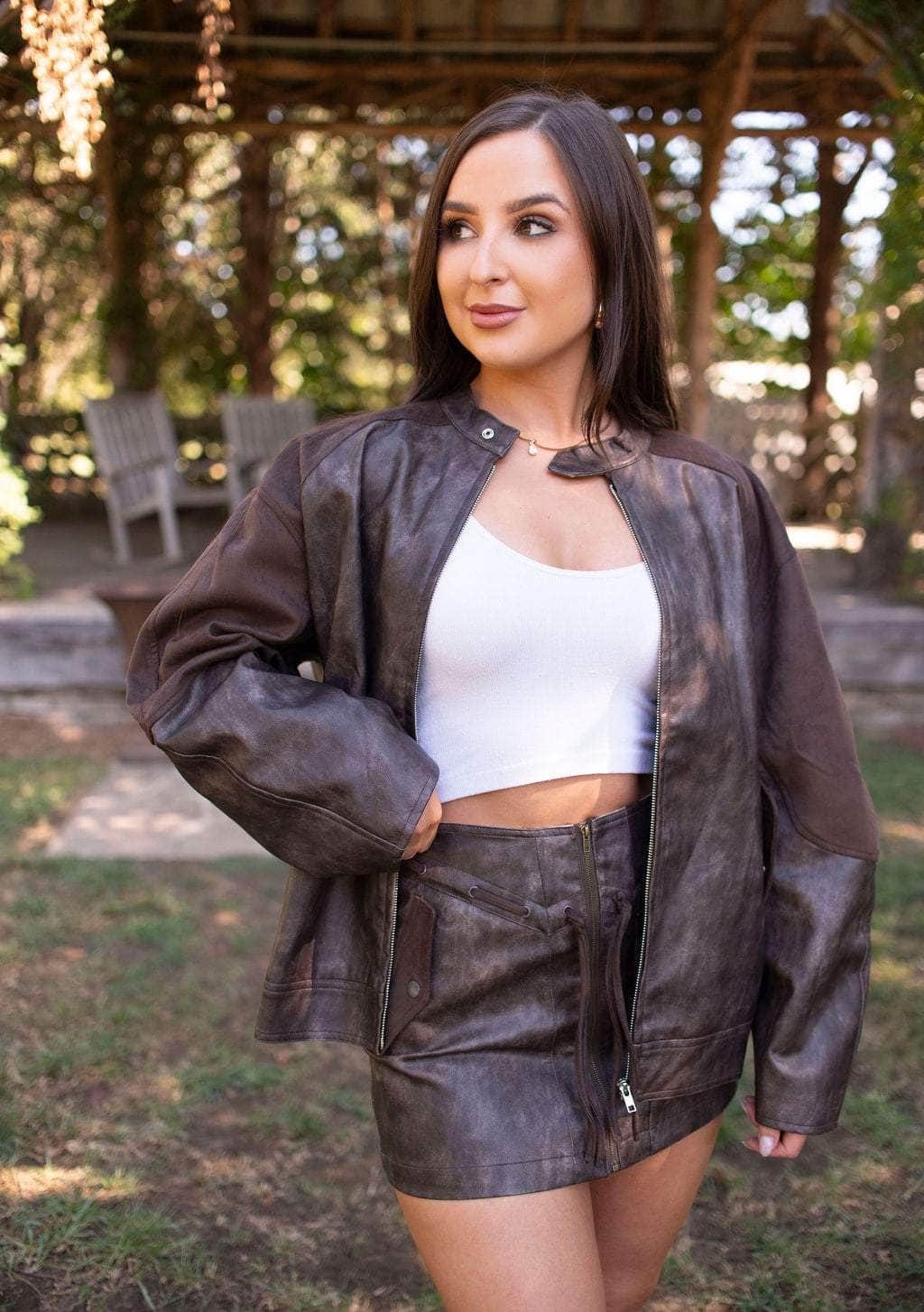 Espresso Faux Leather Mini Skirt