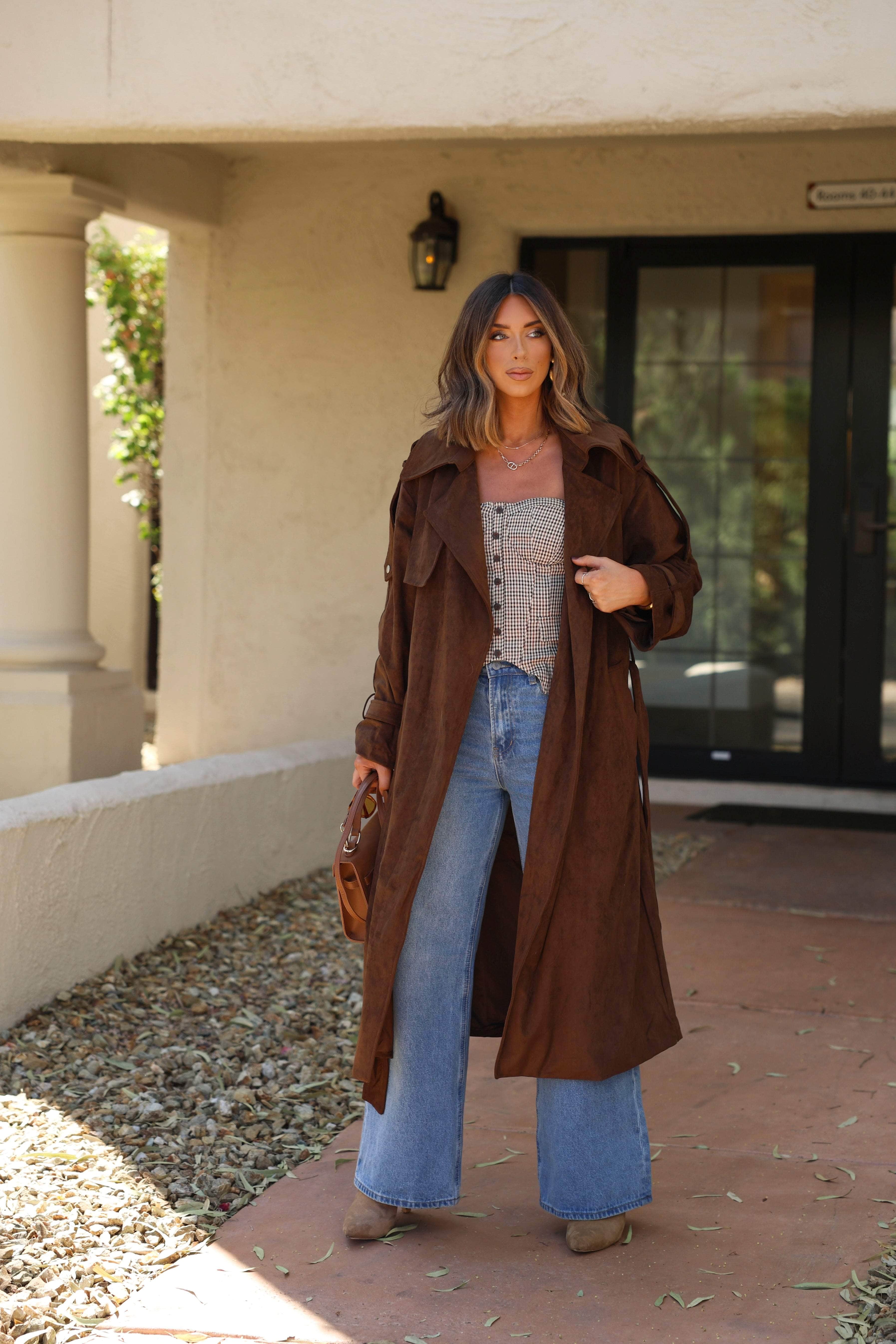 [Pre-Order!] Chocolate Suede Trench Coat