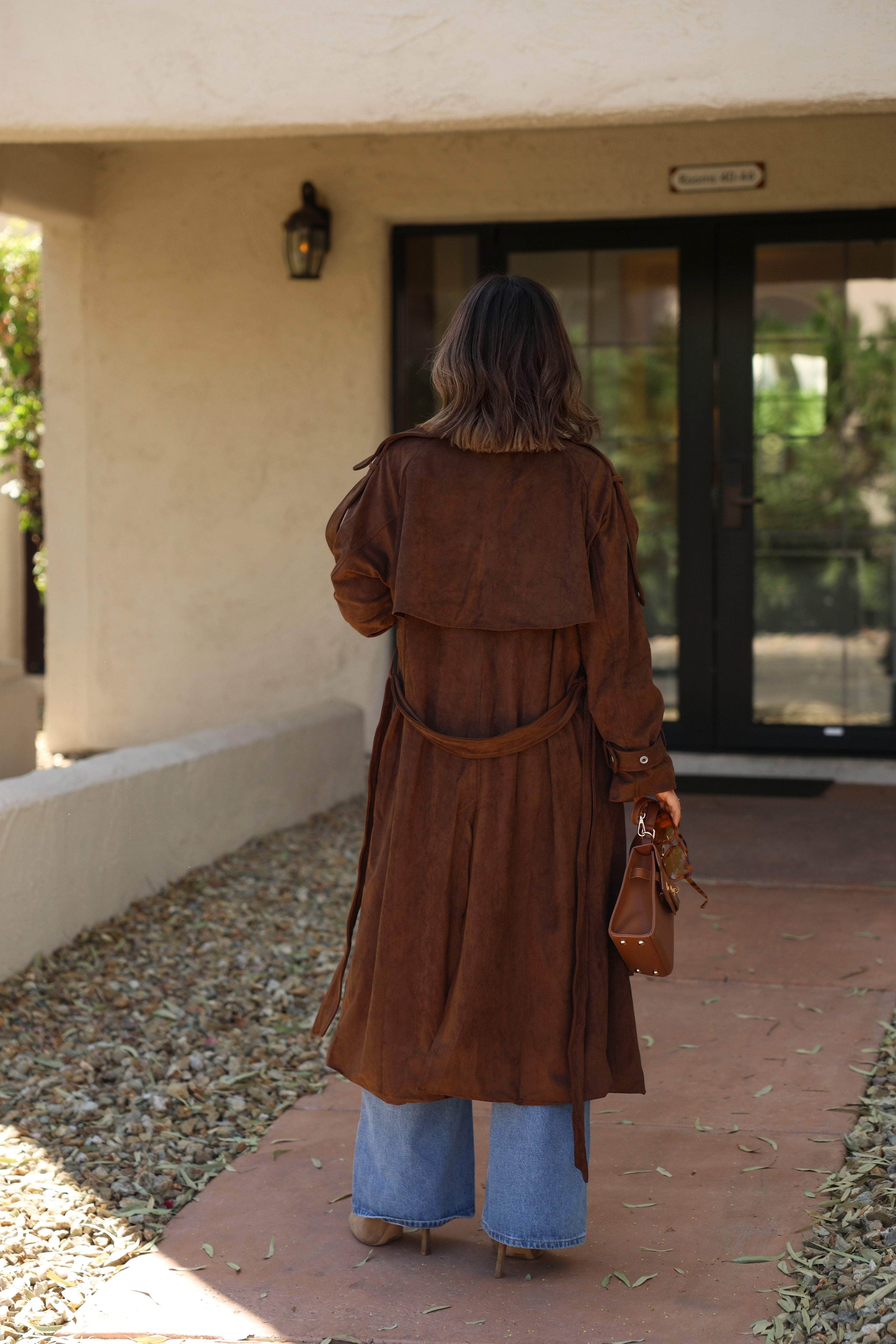 [Pre-Order!] Chocolate Suede Trench Coat