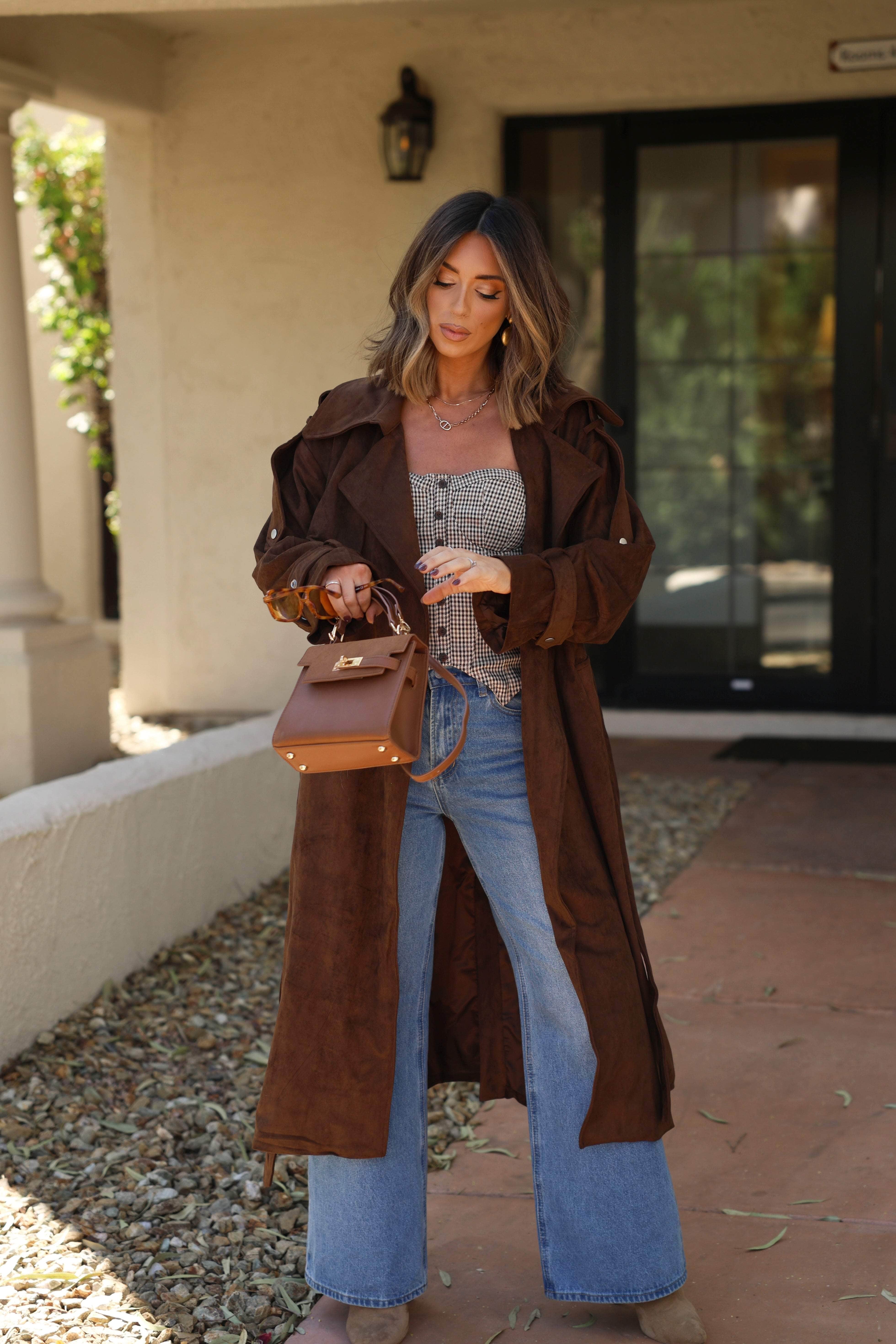[Pre-Order!] Chocolate Suede Trench Coat